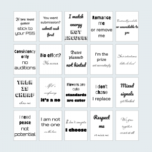 Bold Dating Affirmation Cards Printable | 50 Boundary Quotes | Modern Self Worth Cards | Instant Download PDF