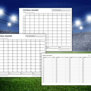 Football Squares Printable Template | 100 Square Football Pool | Office Fundraiser Game | (PDF & PNG Download)