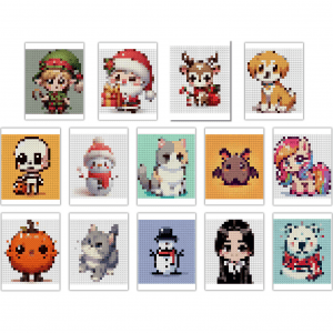 Color by Number Pixel Art Pages | Printable Coloring Set | Cute Animals & Characters | Instant Download PDF | Kids & Adults