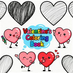 Valentine’s Day Coloring Pages PDF | Cute Heart Characters Coloring Book | Kids Valentine Coloring Pages | Instant Download