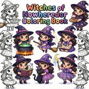 Cute Witch Coloring Book for Kids & Adults | Kawaii Witches Coloring Pages | Printable Fantasy Coloring Book | Instant Download PDF