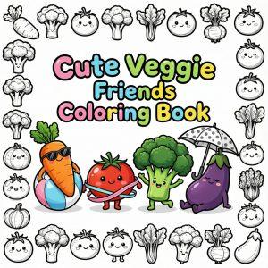 Veggie Coloring Book for Kids | Cute Vegetables Coloring Pages | Kawaii Food Coloring PDF | Preschool & Kindergarten Activity