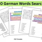 German Vocabulary Word Search Puzzle: Learn 50 Words (PDF Print, Instant Download)