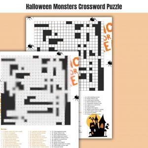 Halloween Crossword Puzzle | Horror Monsters | Printable PDF | Instant Download