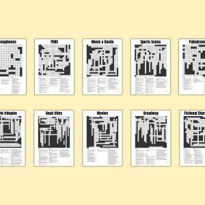 Printable Crossword Puzzle Bundle | 30 Crossword Puzzles | 3 PDF Files | Word Games for Adults | Brain Teasers Instant Download