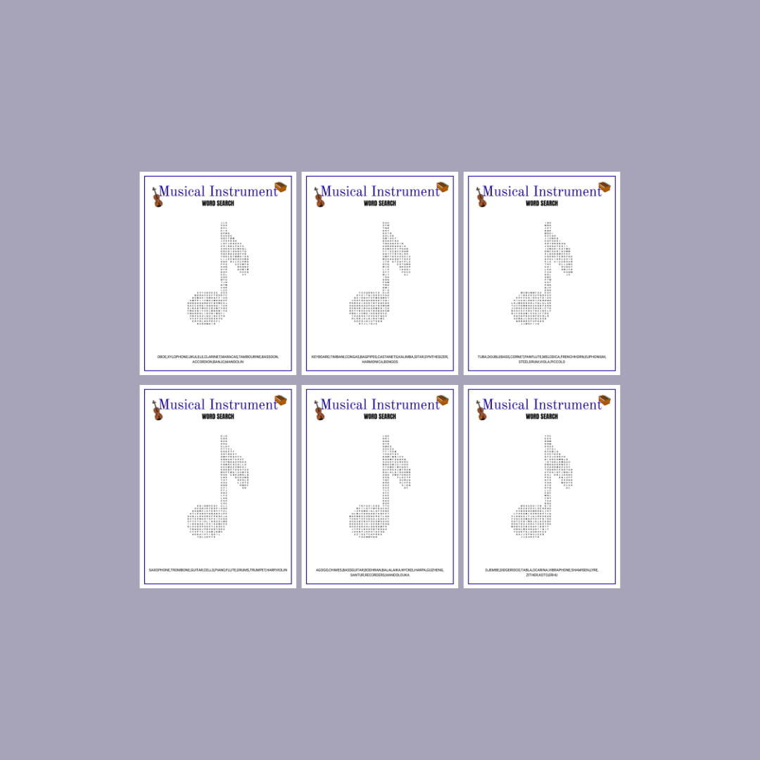 Musical Instruments Word Search Printable (PDF)